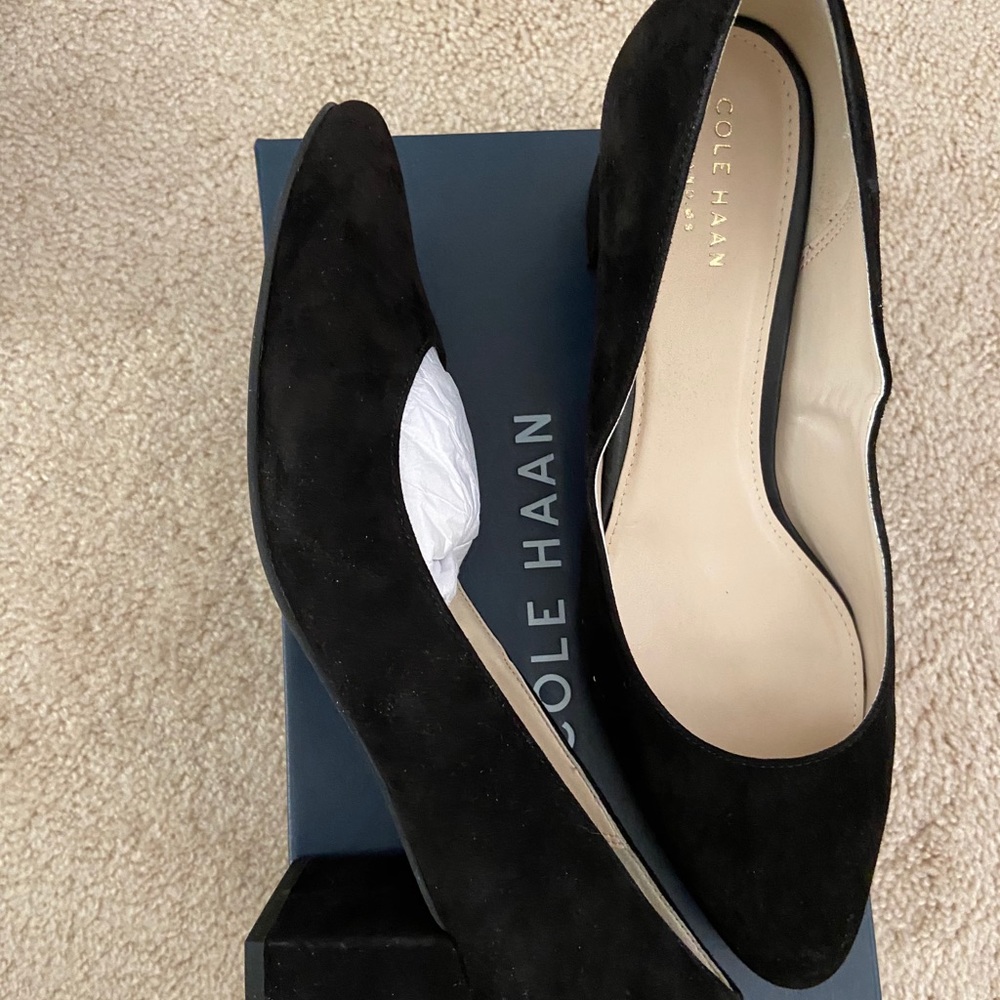 Cole Haan claudine black suede heels